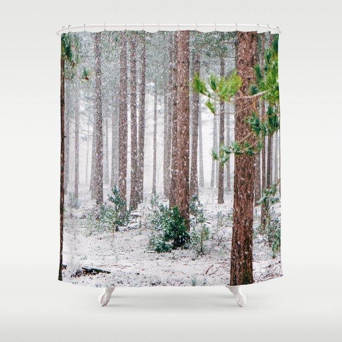 Vivid Snow Forest (Color) Shower Curtain