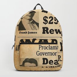 Jesse James and Frank James Wanted Dead or Alive Poster - $25,000 Reward! Backpack