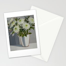 White Chrysanthemums Stationery Cards