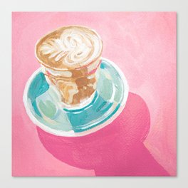 Pink Coffee Cup Painting Canvas Print