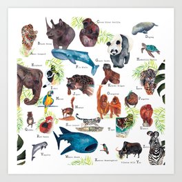 A-Z Endangered Species  Art Print