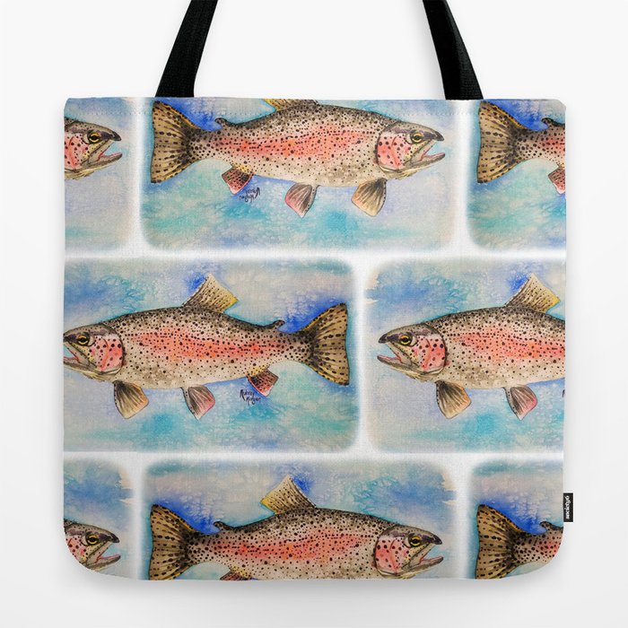 Rainbow Trout Tote Bag by AKAubs Art