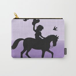 Girl and horse silhouette lavender Carry-All Pouch