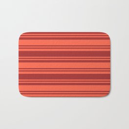 [ Thumbnail: Red and Brown Colored Striped Pattern Bath Mat ]