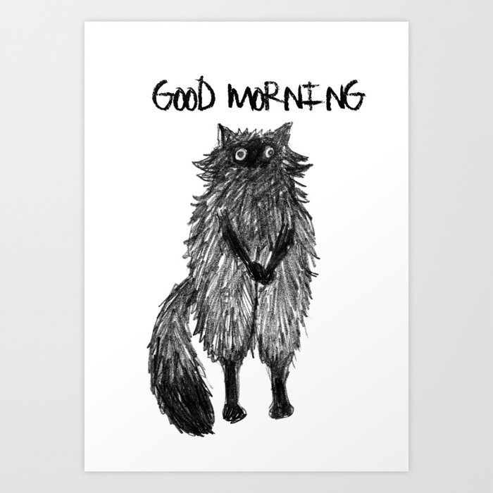 Good morning black cat Art Print