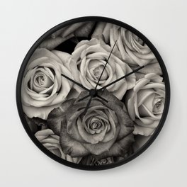 Black and White Rose Bouquet Wall Clock