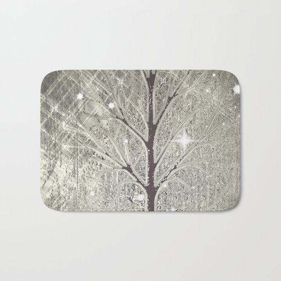 Winter sparkly night in black and white Bath Mat