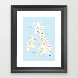 Illustrated Map of the UK & Ireland Framed Art Print