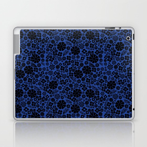 Mel's ditsy blossom - gothic midnight blue Laptop & iPad Skin