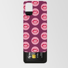 Valentine's retro pixel lips circles burgundy Android Card Case