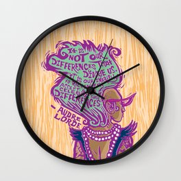 Celebrate Differences Audre Lorde Quote Wall Clock