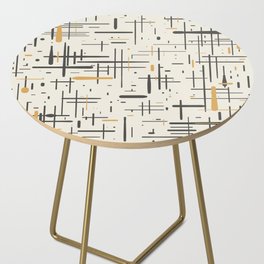 Mid-Century Modern Kinetikos Pattern in Charcoal Gray, Muted Mustard Gold, and Cream Side Table
