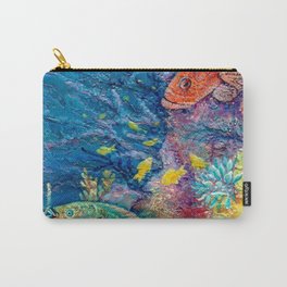 Parrotfish & Red Grouper Carry-All Pouch | Sealife, Mural, Acrylic, Coralreef, Tropical, Parrotfish, Ocean, Colorful, Painting, Underwater 