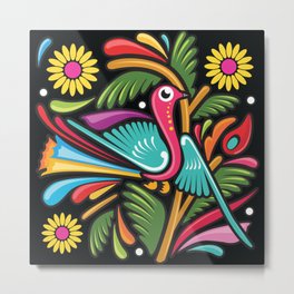 Mexican Amate Bird by Akbaly Metal Print