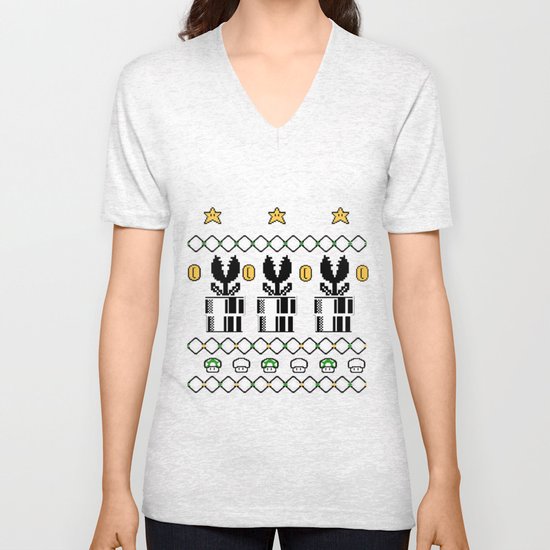 8bitChristmas Unisex V-Neck