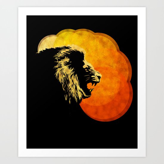 NIGHT PREDATOR : lion silhouette illustration print Art Print