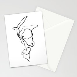 Horse and Dog One Line Contour Drawing Stationery Cards