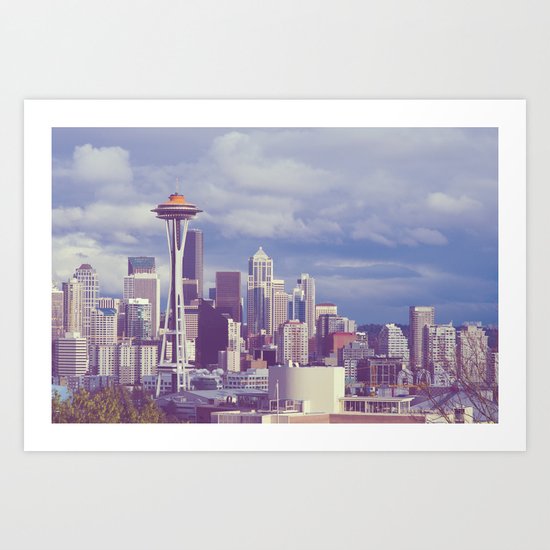Space Needle Goes Galaxy Gold Art Print