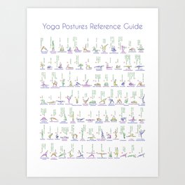 Yoga Postures (85) Asana Reference Guide Art Print