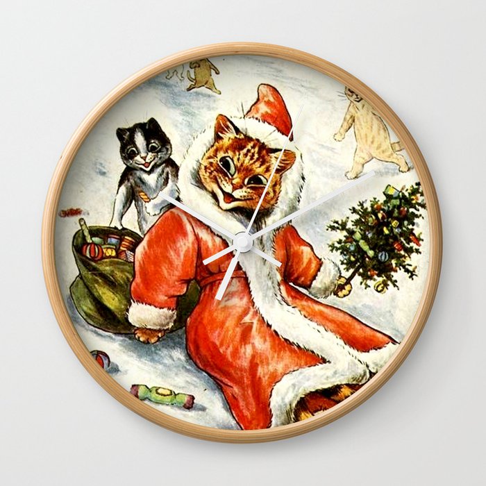 'To Wish You A Merry Christmas' by Louis Wain Wall Clock