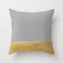 Color Blocked Gold & Grey Throw Pillow