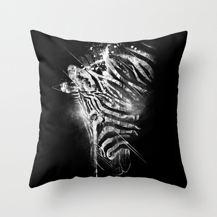 Zebra Mood - White Throw Pillow