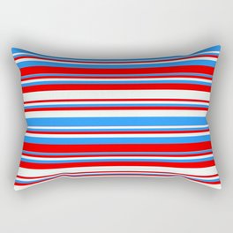 [ Thumbnail: Blue, Red & Mint Cream Colored Stripes Pattern Rectangular Pillow ]