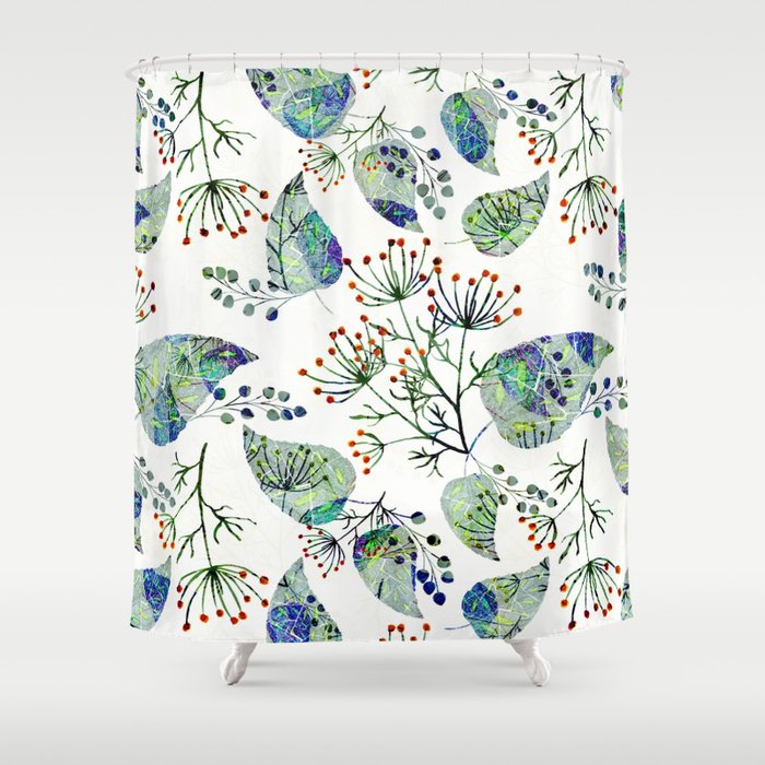 orange and white shower curtain