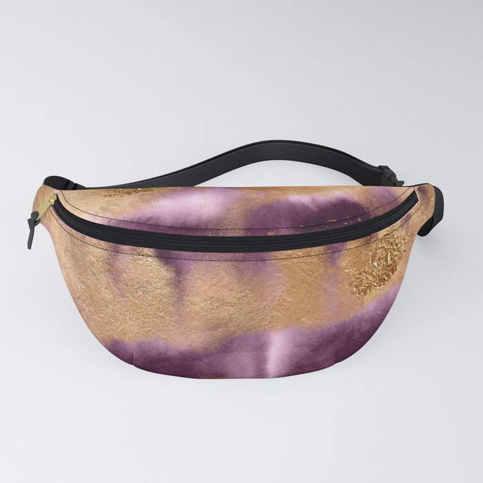 Purple Magenta And Gold Watercolor Texture Fanny Pack
