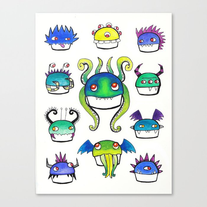 Lovecraftian Monster Cupcakes Canvas Print
