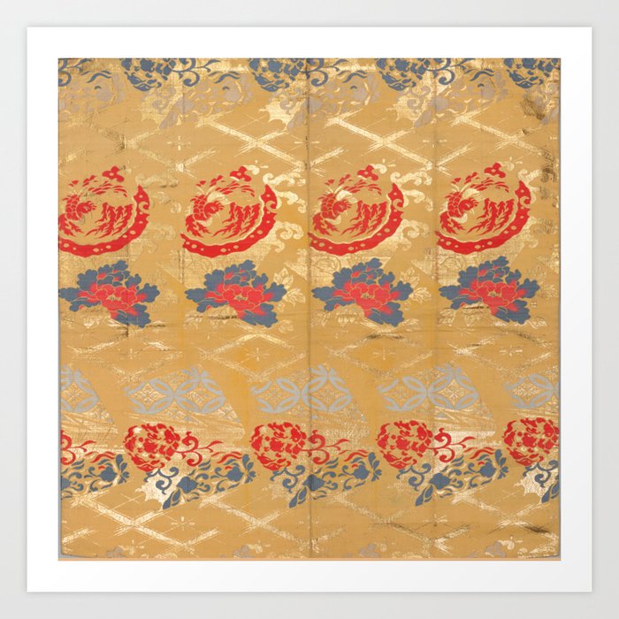 Japanese Fabric Textile 1800 Art Print