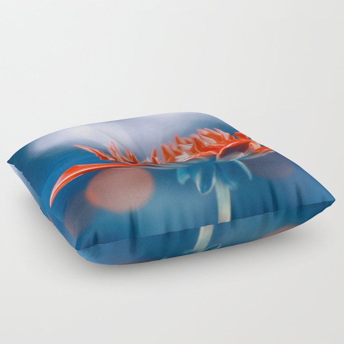 Red Beauty In Blue Floor Pillow