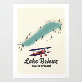 Lake Brienz Switzerland map Art Print
