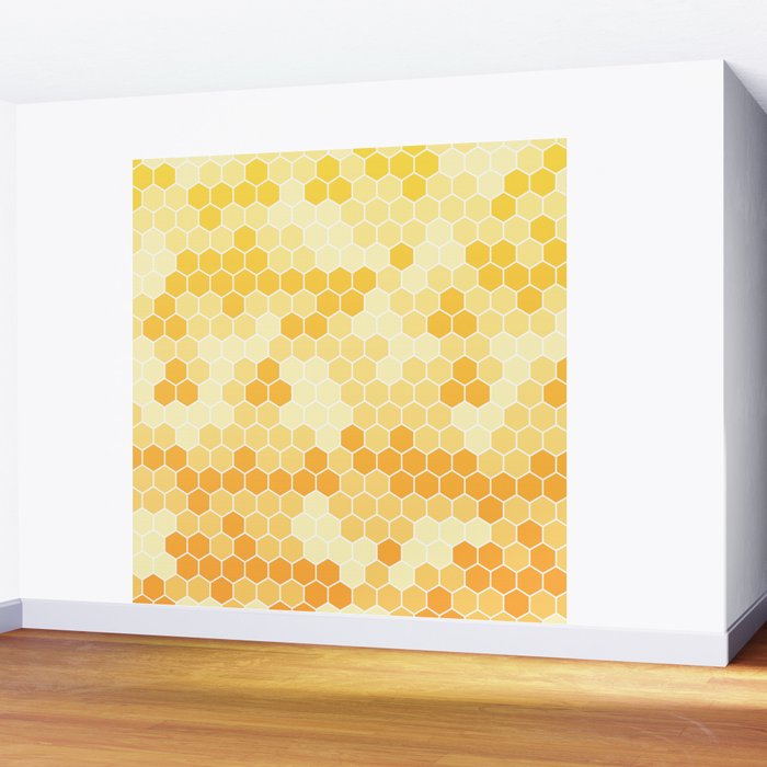 Honeycomb Yellow and Orange Geometric Pattern for Home Decor Art Print by  The Happy Salad