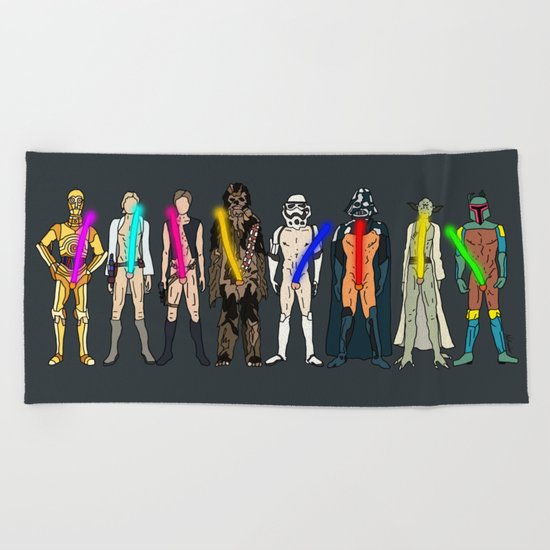 Glow in the Dark Naughty Starwars Lightsabers Beach Towel