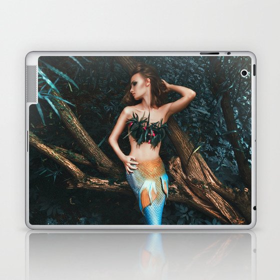 Mermaids of the tropical Amazon river basin; magical realism fantasy female mermaid portrait color photograph / photography Laptop & iPad Skin