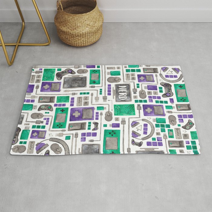 Nerdy Gamer Pattern Rug