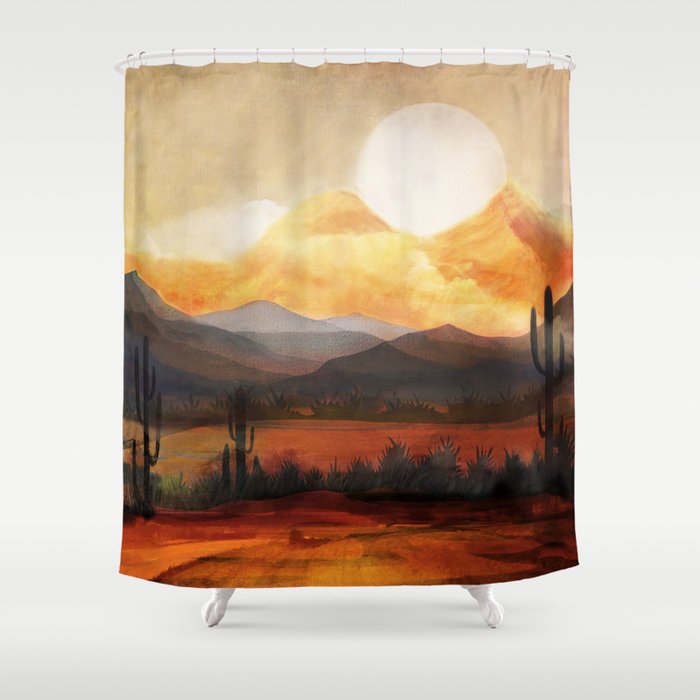 Desert in the Golden Sun Glow Shower Curtain