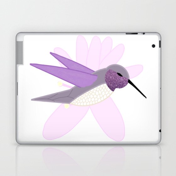 Small Lavender Hummingbird Shimmer Cheeks Laptop & iPad Skin