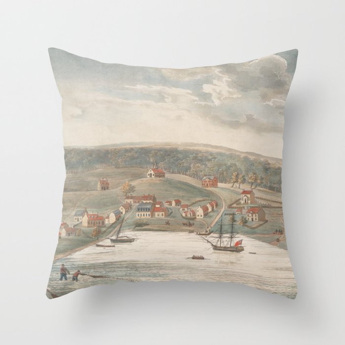 Vintage Pictorial Map of Baltimore MD in 1752 Throw Pillow