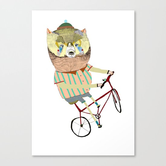 Biking, bike, bikes, biker, bear, Canvas Print