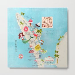Anna Maria Island Map Metal Print