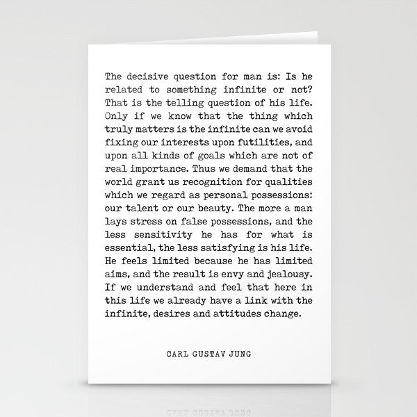 Man's relation to the infinite - Carl Gustav Jung Quote - Literature - Typewriter Print Stationery Cards