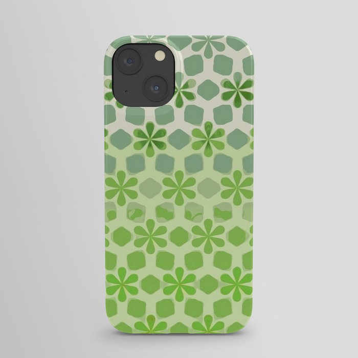 Bold Abstract Ombre Daisy Pattern Greens Beige iPhone Case