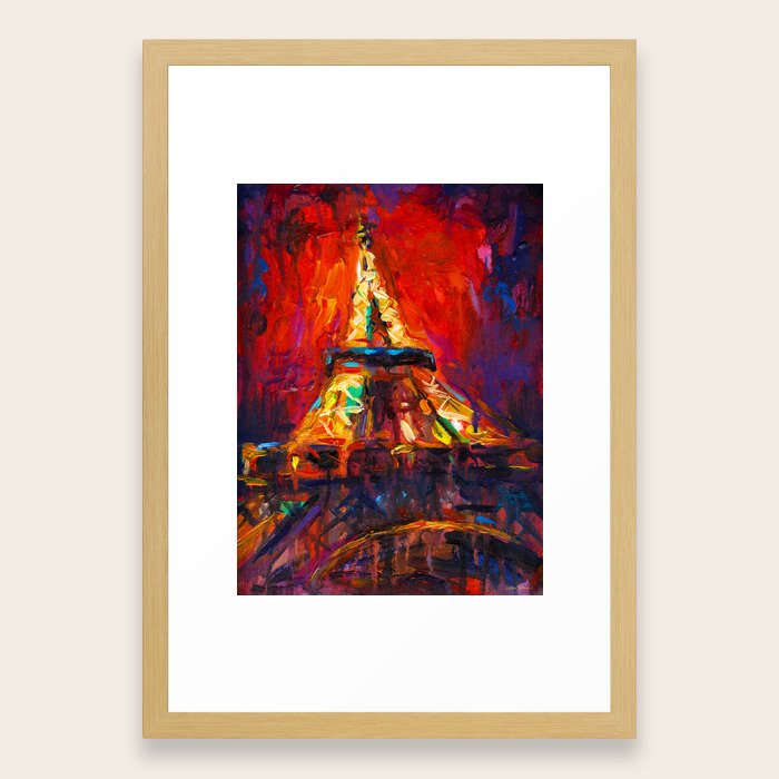 Abstract Impressionist Eiffel Tower Paris At Night Painting