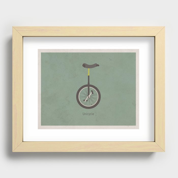 Unicycle (with text) Recessed Framed Print
