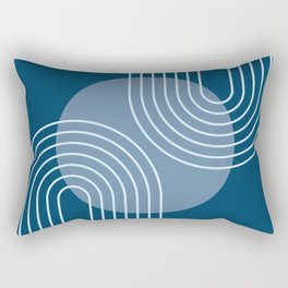 Mid Century Modern Geometric 180 in Midnight Blue Shades Rectangular Pillow