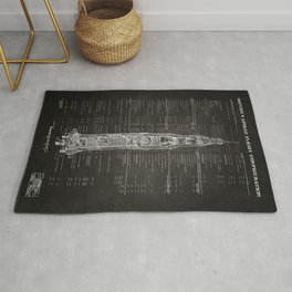 Apollo 11 Saturn V Blueprint in High Resolution (black) Rug