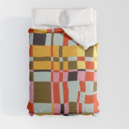 Retro 90s Bauhaus plaid abstract  Comforter