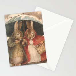 Bunnies in the rain - Beatrix Potter Stationery Card